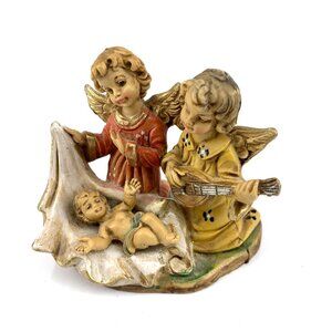 Italy Barefoot Angels with Baby Jesus Italy Figurine Christmas Decor 3" Italy 40